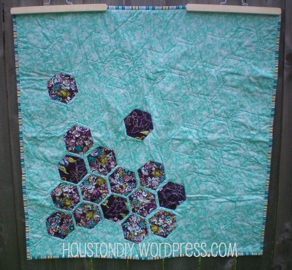 Turquoise side of the hexagon quilt